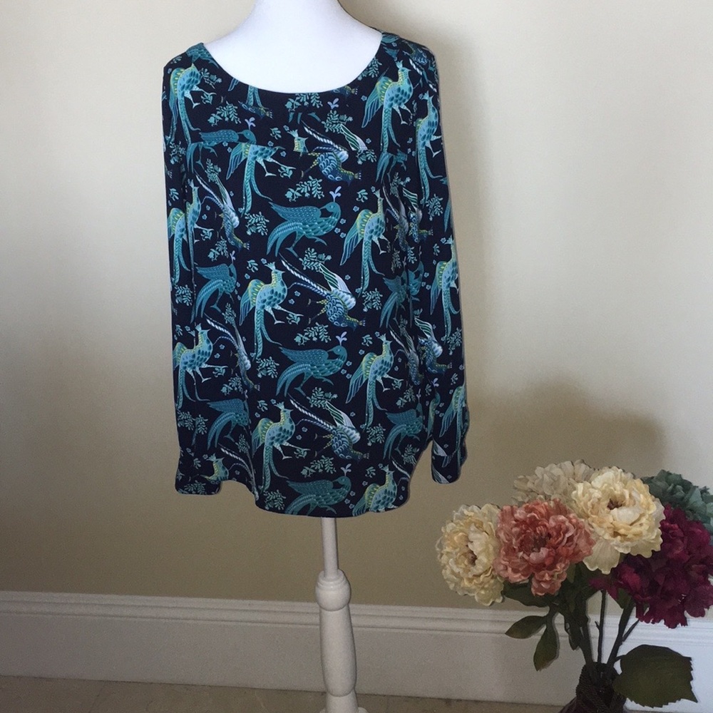 Blouse by Ann Taylor Loft. Size S. Multi color, shades of blue and turquoise.